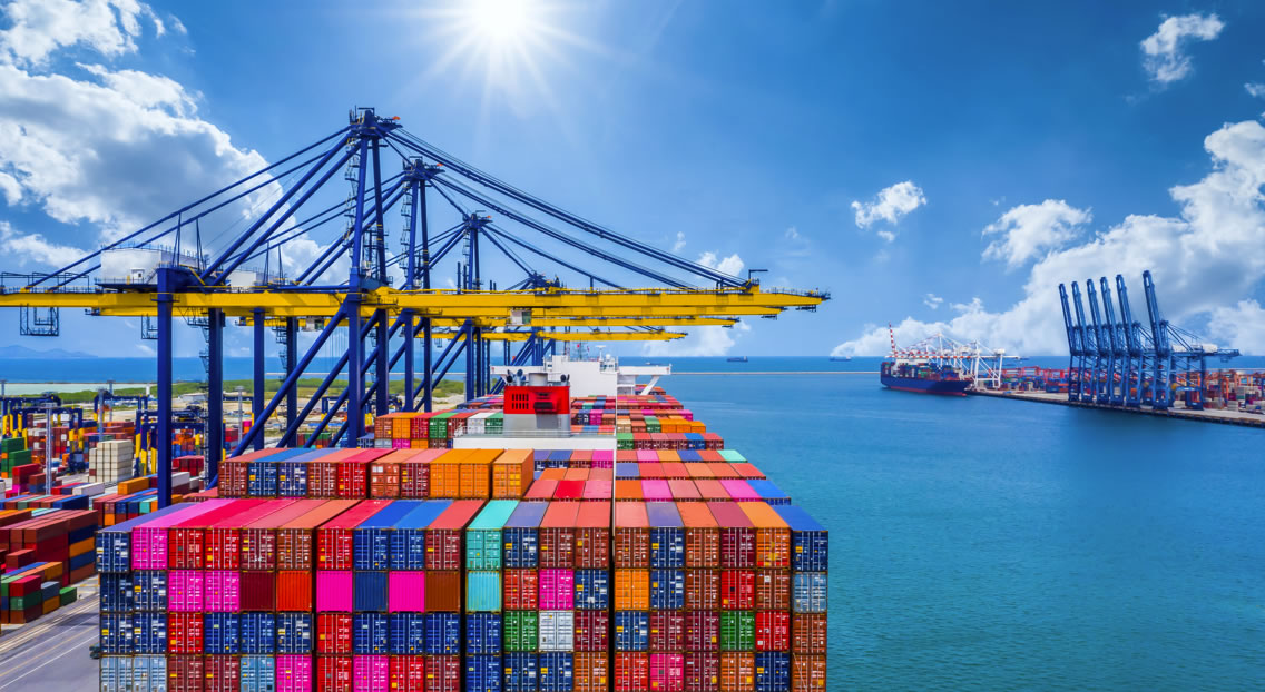 A close-up view of general cargo being secured on pallets, or a break-bulk vessel navigating the open ocean carrying diverse freight loads